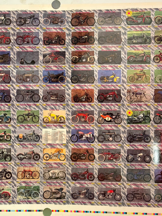 1992 American Vintage Cycles Series I 100 Card UNCUT Sheet 28x40" Champs   - TvMovieCards.com