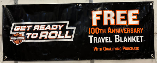 2003 Harley Davidson Dealer Showroom Banner 100th "Get Ready To Roll" 36" x 94   - TvMovieCards.com
