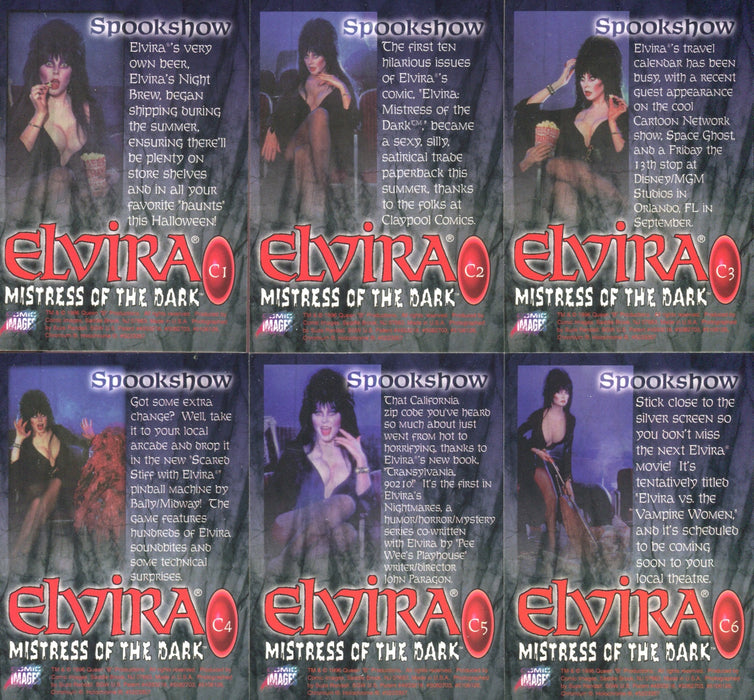 Elvira Mistress of the Dark Spookshow Chromium Chase Card Set C1-C6   - TvMovieCards.com