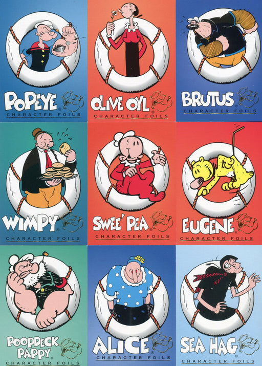 Popeye Cartoon Character Foil Chase Card Set CF1 - CF12 Card Creations 1994   - TvMovieCards.com