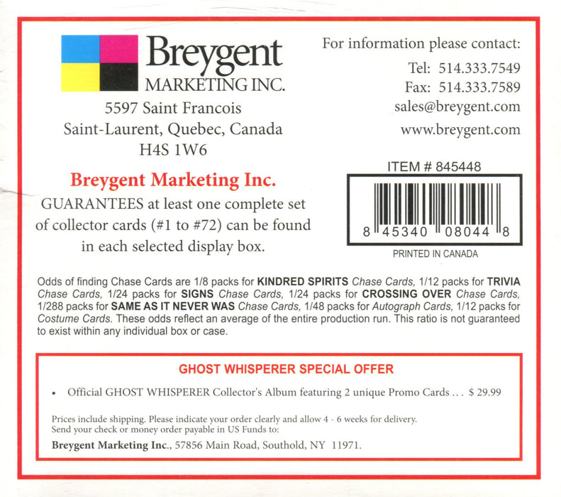 Ghost Whisperer Seasons 1 & 2 Trading Card Box 24 Packs Breygent 2009   - TvMovieCards.com