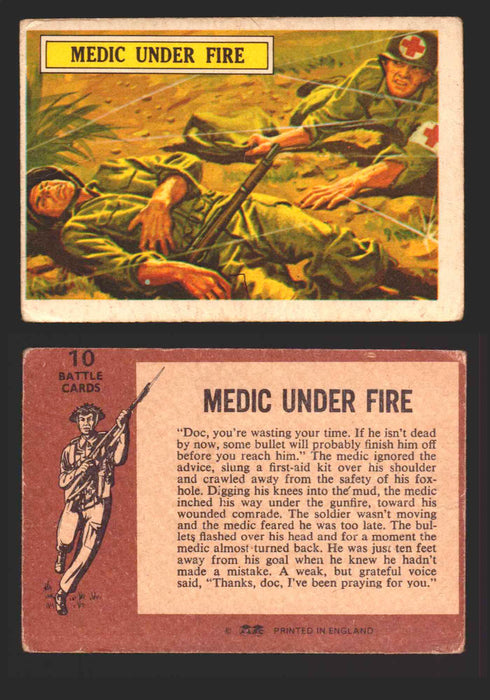 1965 Battle World War II A&BC Vintage Trading Card You Pick Singles #1-#73 10   Medic under Fire  - TvMovieCards.com