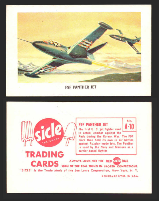 1959 Sicle Airplanes Joe Lowe Corp Vintage Trading Card You Pick Singles #1-#76 A-10	F9F Panther Jet  - TvMovieCards.com