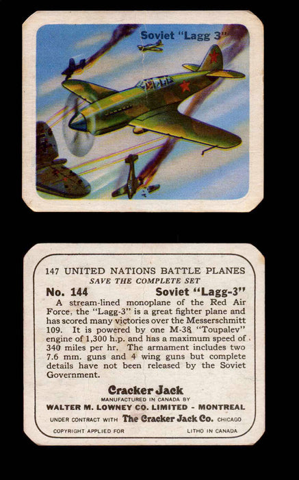 Cracker Jack United Nations Battle Planes Vintage You Pick Single Cards #71-147 #144  - TvMovieCards.com