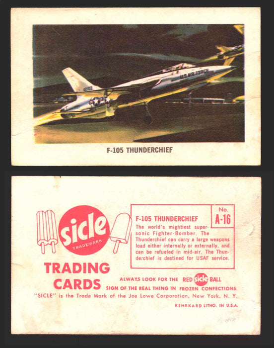 1959 Sicle Airplanes Joe Lowe Corp Vintage Trading Card You Pick Singles #1-#76 A-16	F-105 Thunderchief  - TvMovieCards.com