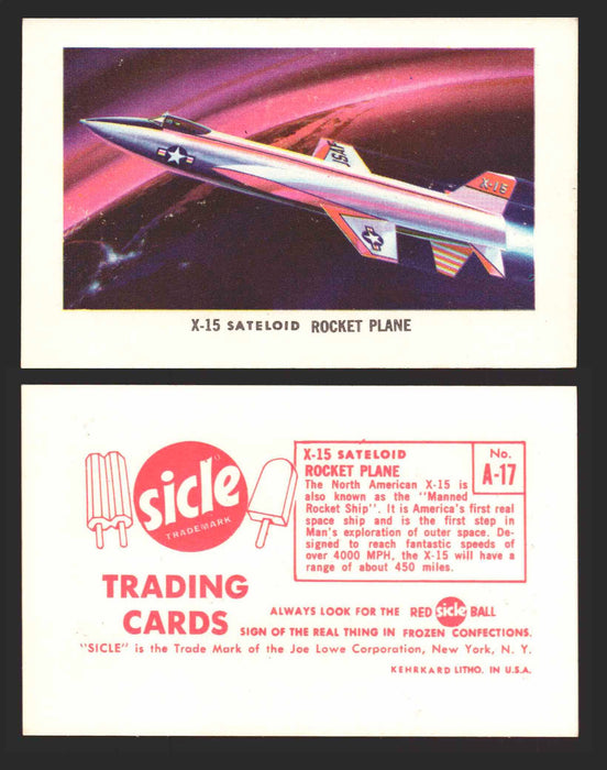 1959 Sicle Airplanes Joe Lowe Corp Vintage Trading Card You Pick Singles #1-#76 A-17	X-15 Sateloid Rocket Plane  - TvMovieCards.com
