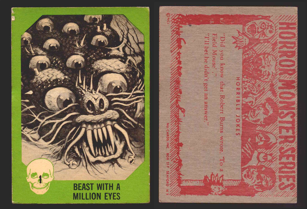 1961 Horror Monsters Series 1 Green Trading Card You Pick Singles #1-66 NuCard #	  1   Beast With A Million Eyes  - TvMovieCards.com