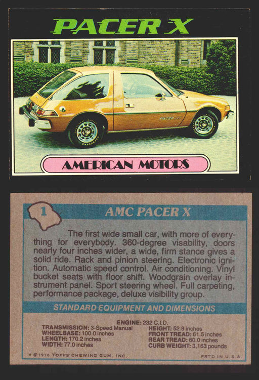 1976 Autos of 1977 Vintage Trading Cards You Pick Singles #1-99 Topps 1   AMC Pacer X  - TvMovieCards.com