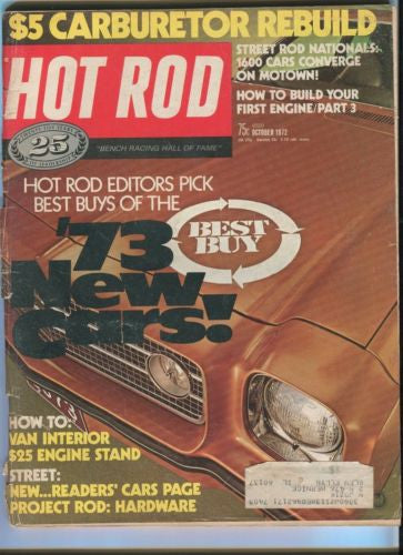 1972 Hot Rod Magazine October Back Issue - Best Buys of the '73 New Cars   - TvMovieCards.com