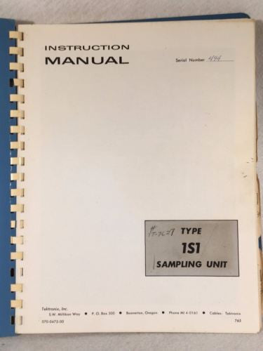 Tektronix Type 1S1 Sampling Unit Instruction / Service Manual P/N 070-0475-00   - TvMovieCards.com