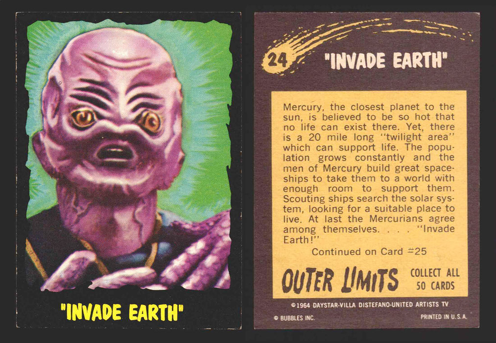 1964 Outer Limits Bubble Inc Vintage Trading Cards #1-50 You Pick Singles #24  - TvMovieCards.com