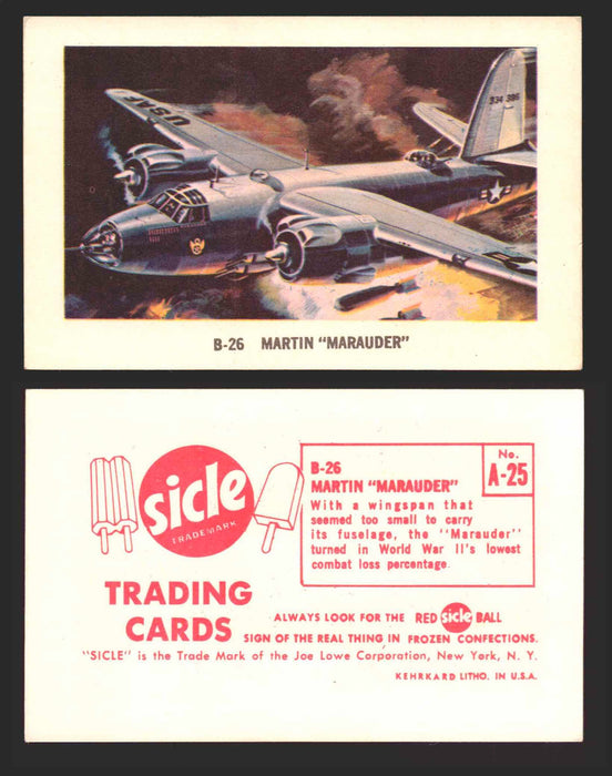 1959 Sicle Airplanes Joe Lowe Corp Vintage Trading Card You Pick Singles #1-#76 A-25	B-26 Martin “Marauder”  - TvMovieCards.com