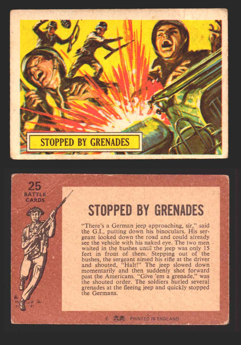 1965 Battle World War II A&BC Vintage Trading Card You Pick Singles #1-#73 25   Stopped by Grenades  - TvMovieCards.com