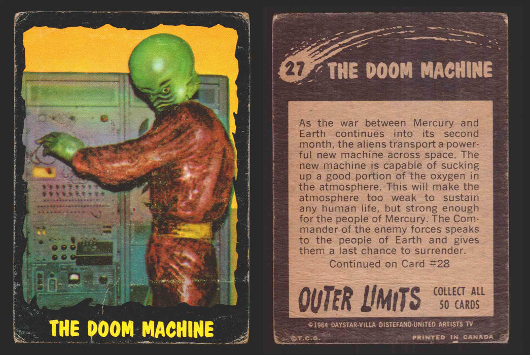 1964 Outer Limits Vintage Trading Cards #1-50 You Pick Singles O-Pee-Chee OPC 27   The Doom Machine  - TvMovieCards.com