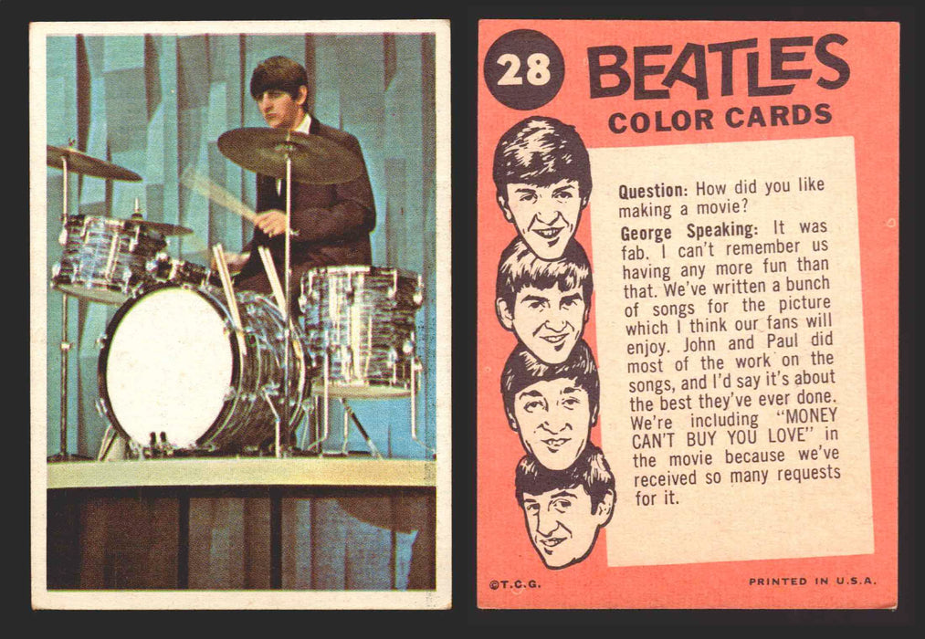 Beatles Color Topps 1964 Vintage Trading Cards You Pick Singles #1-#64 #	28  - TvMovieCards.com