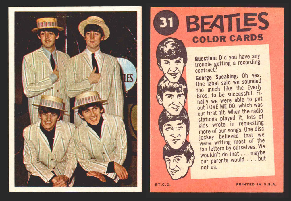 Beatles Color Topps 1964 Vintage Trading Cards You Pick Singles #1-#64 #	31  - TvMovieCards.com