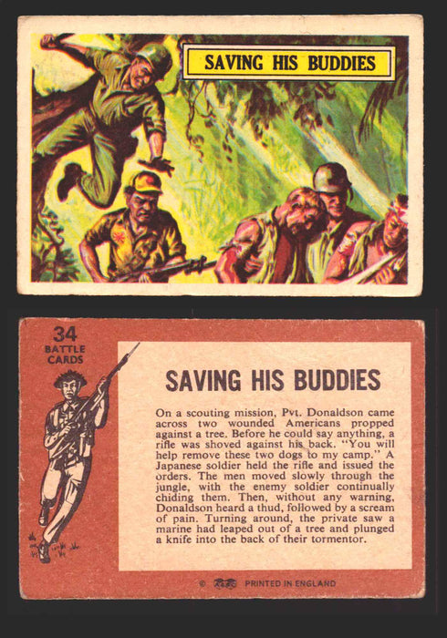 1965 Battle World War II A&BC Vintage Trading Card You Pick Singles #1-#73 34   Saving His Buddies  - TvMovieCards.com