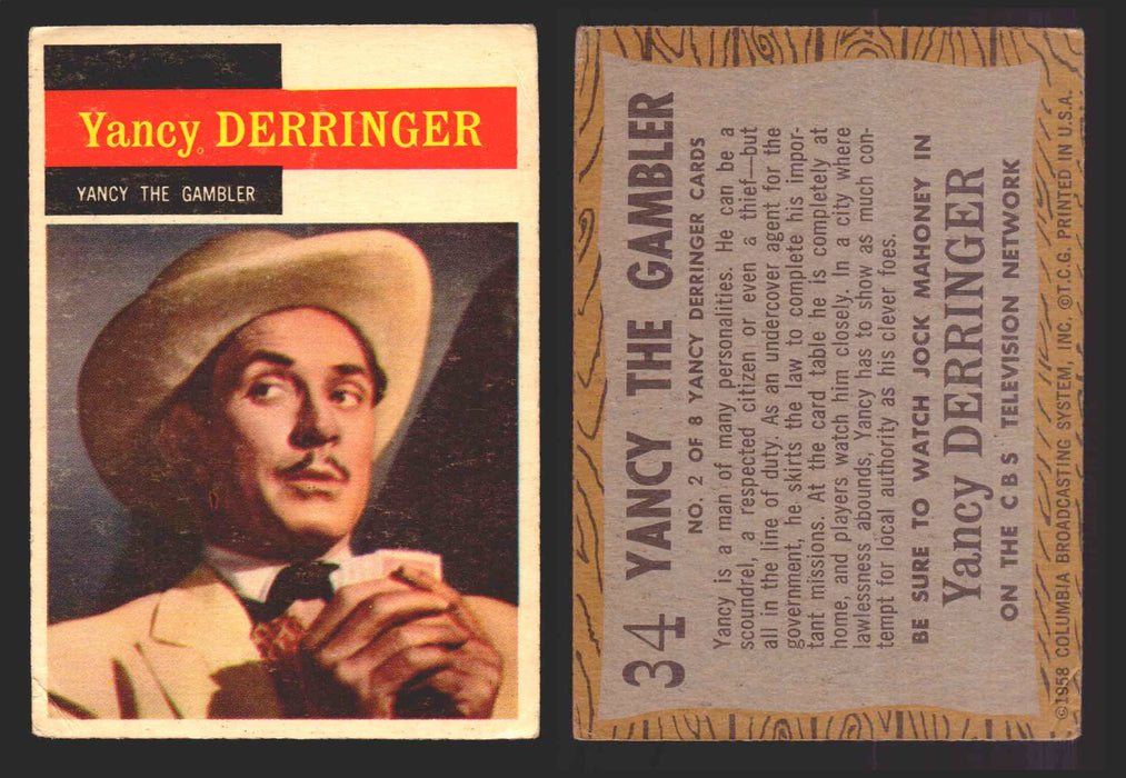 1958 TV Westerns Topps Vintage Trading Cards You Pick Singles #1-71 34   Yancy the Gambler  - TvMovieCards.com