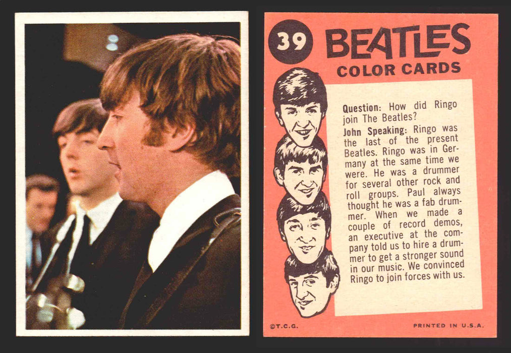 Beatles Color Topps 1964 Vintage Trading Cards You Pick Singles #1-#64 #	39  - TvMovieCards.com