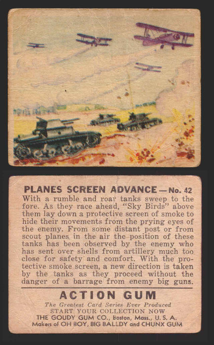 1938 Action Gum Vintage Trading Cards #1-96 You Pick Singles Goudy Gum #42   Planes Screen Advance  - TvMovieCards.com