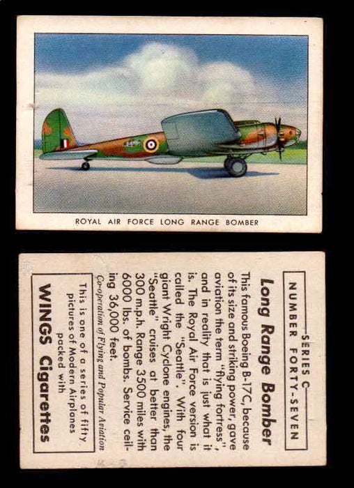 1942 Modern American Airplanes Series C Vintage Trading Cards Pick Singles #1-50 47	 	Royal Air Force Long Range Bomber  - TvMovieCards.com