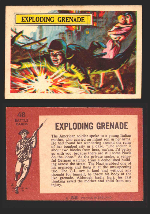 1965 Battle World War II A&BC Vintage Trading Card You Pick Singles #1-#73 48   Exploding Grenade  - TvMovieCards.com