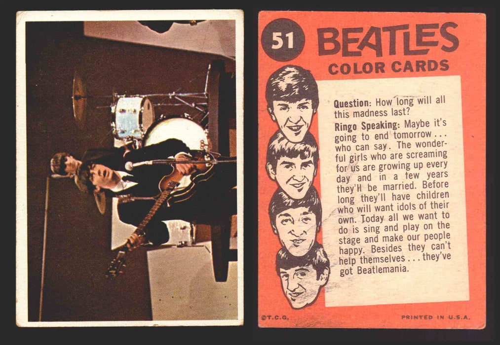 Beatles Color Topps 1964 Vintage Trading Cards You Pick Singles #1-#64 #	51  - TvMovieCards.com