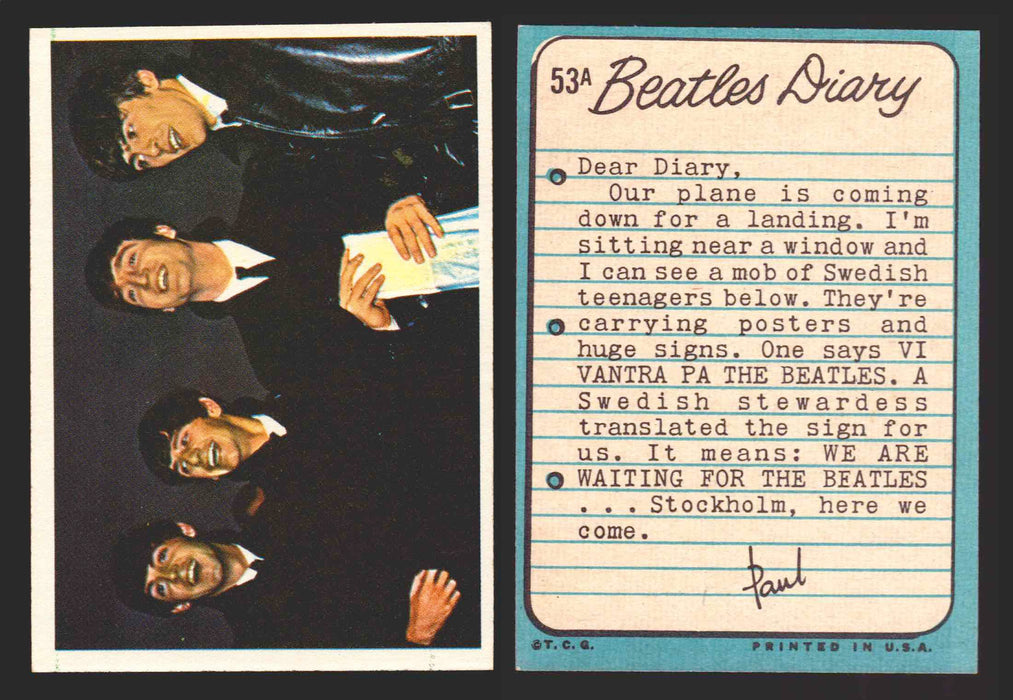 Beatles Diary Topps 1964 Vintage Trading Cards You Pick Singles #1A-#60A #	53	A  - TvMovieCards.com