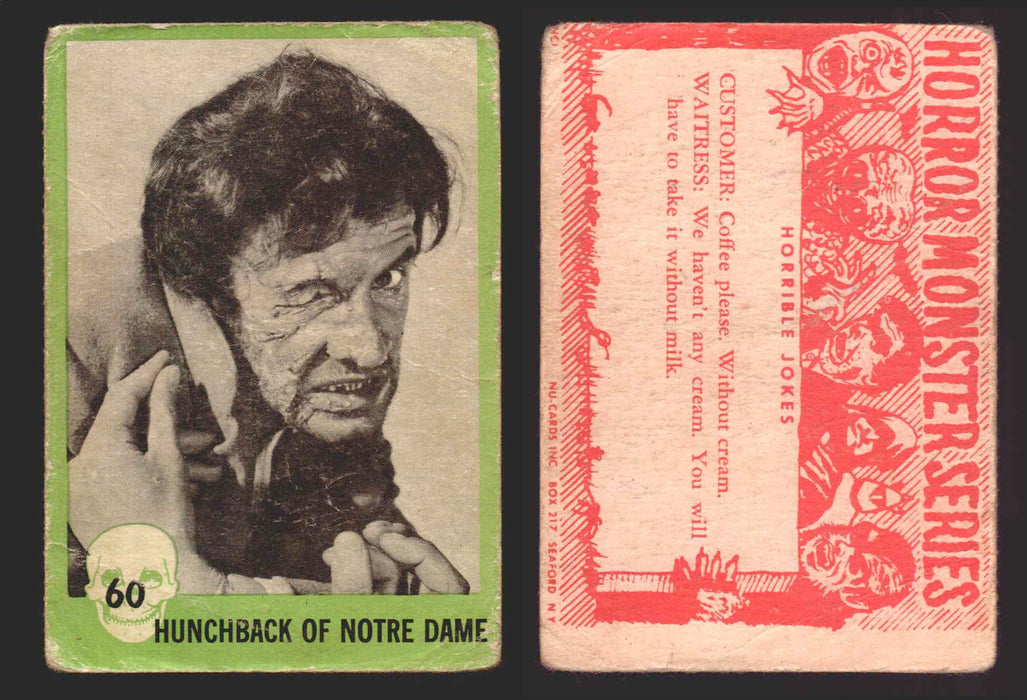 1961 Horror Monsters Series 1 Green Trading Card You Pick Singles #1-66 NuCard #	 60   Hunchback of Notre Dame  - TvMovieCards.com