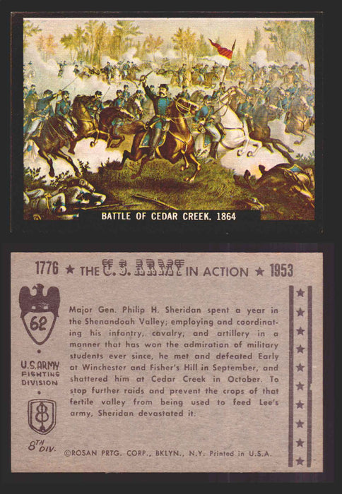 1961 The U.S. Army in Action 1776-1953 Trading Cards You Pick Singles #1-64 62   Battle of Cedar Creek 1864  - TvMovieCards.com