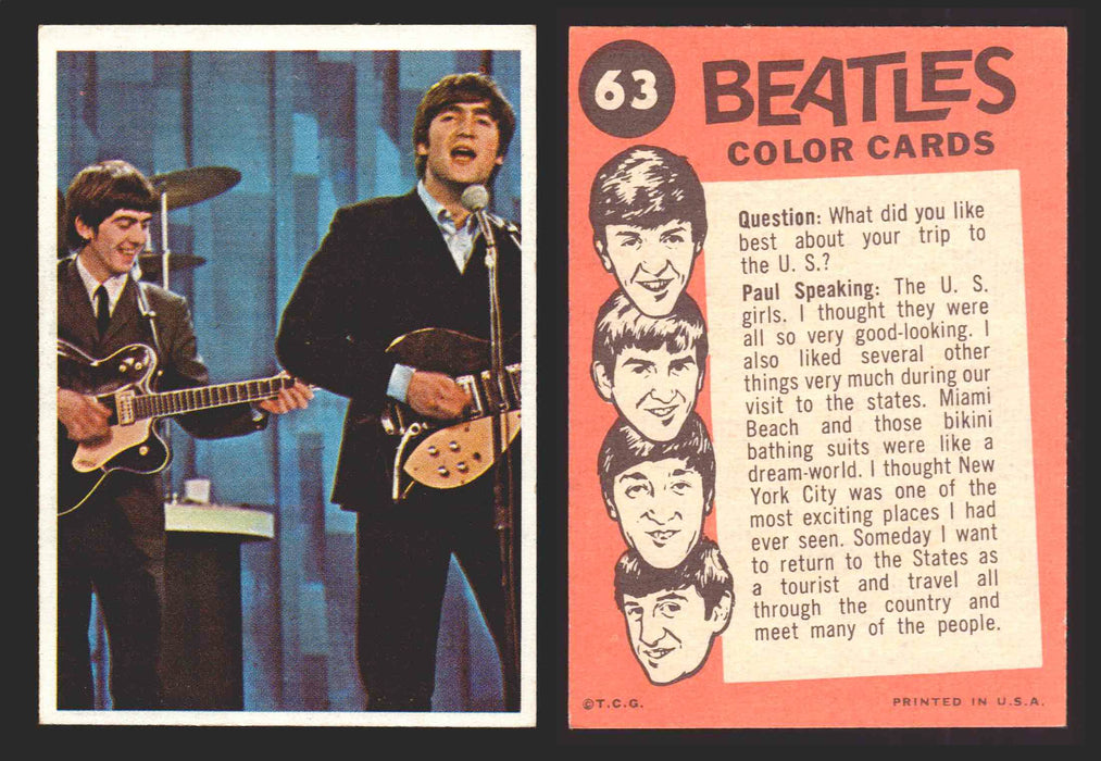 Beatles Color Topps 1964 Vintage Trading Cards You Pick Singles #1-#64 #	63  - TvMovieCards.com