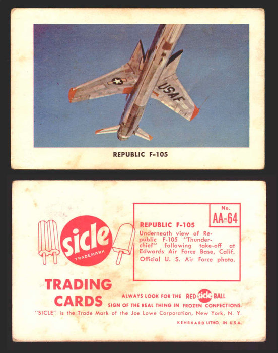 1959 Sicle Airplanes Joe Lowe Corp Vintage Trading Card You Pick Singles #1-#76 AA-64	Republic F-105  - TvMovieCards.com