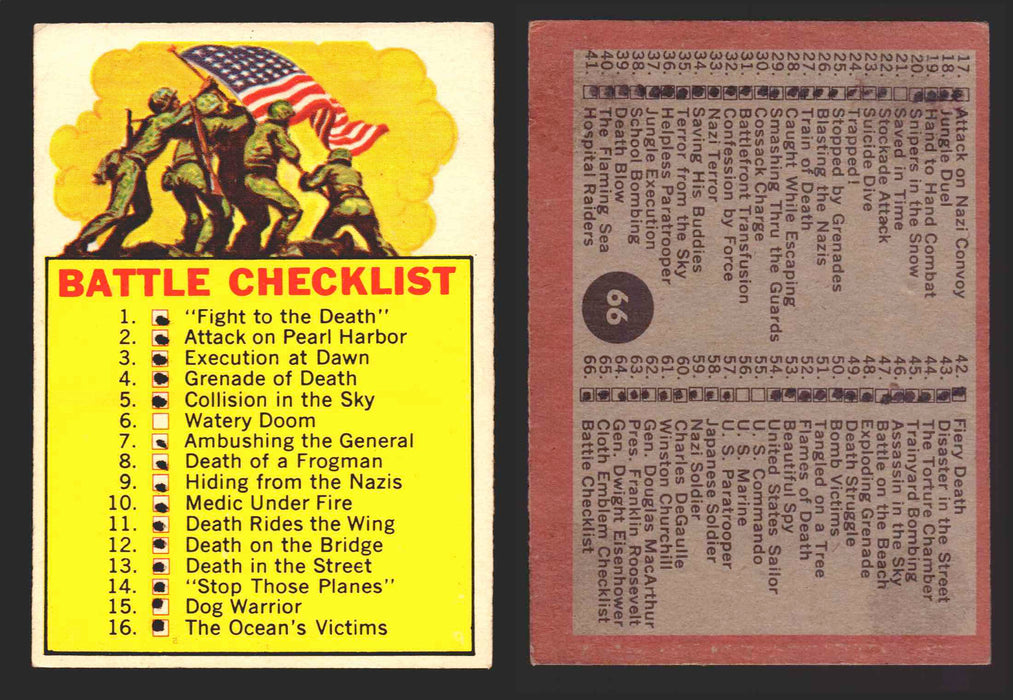 1965 Battle World War II Vintage Trading Card You Pick Singles #1-66 Topps #	66 (checklist marked)  - TvMovieCards.com