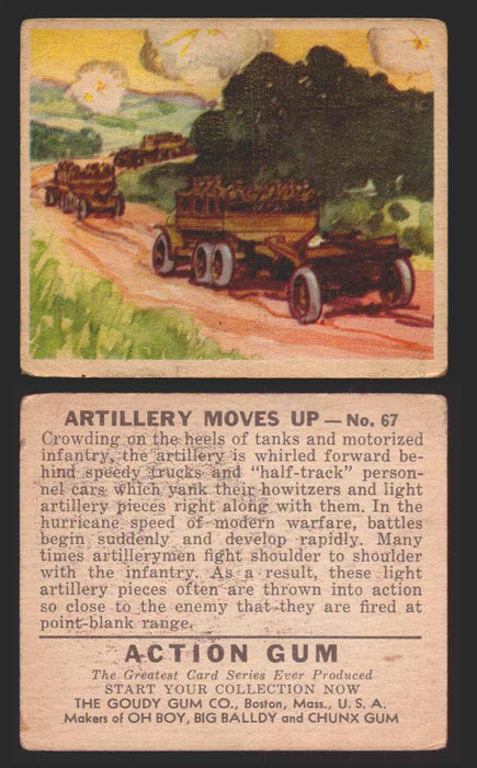 1938 Action Gum Vintage Trading Cards #1-96 You Pick Singles Goudy Gum #67   Artillery Moves Up  - TvMovieCards.com