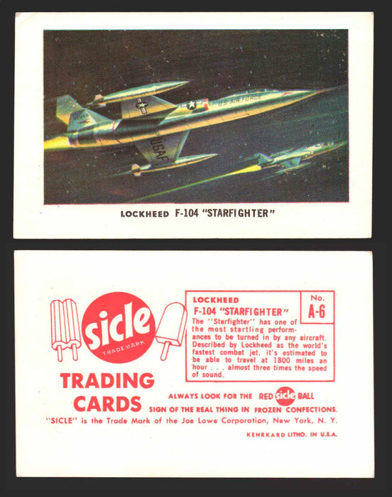 1959 Sicle Airplanes Joe Lowe Corp Vintage Trading Card You Pick Singles #1-#76 A-06	Lockheed F-104 “Starfighter”  - TvMovieCards.com