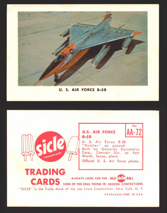 1959 Sicle Airplanes Joe Lowe Corp Vintage Trading Card You Pick Singles #1-#76 AA-72	U. S. Air Force B-58  - TvMovieCards.com