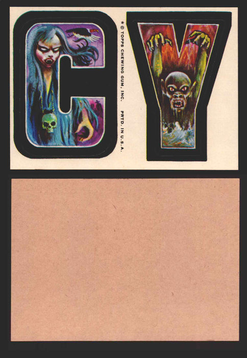 1973-74 Monster Initials Vintage Sticker Trading Cards You Pick Singles #1-#132 C Y  - TvMovieCards.com
