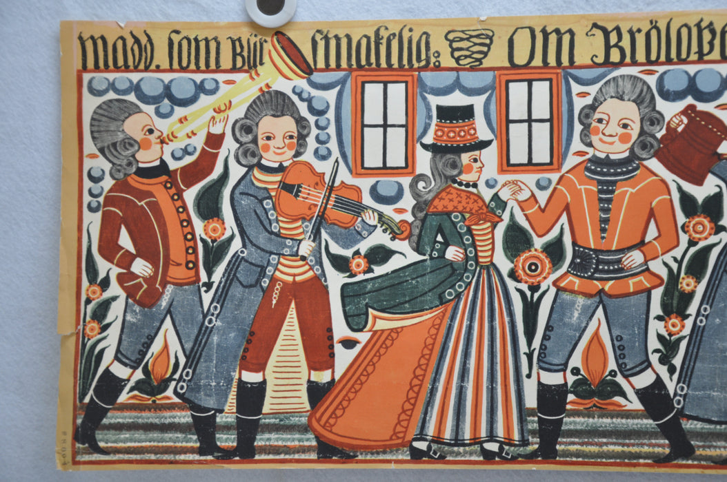 Antique 1700s-1800s Danish Festival / Party lithograph Art Print Poster 12 x 36   - TvMovieCards.com