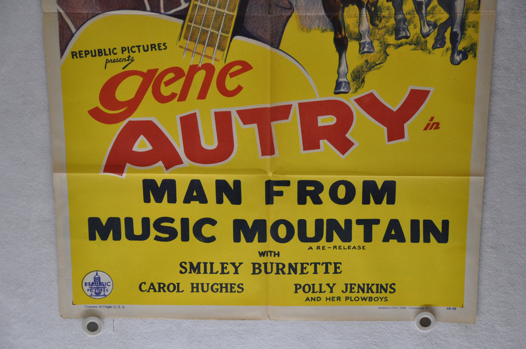 1945 Man from Music Mountain Original 1SH Movie Poster Gene Autry Carol Hughes   - TvMovieCards.com