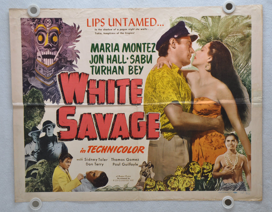 1943 White Savage Original Half Sheet Movie Poster Maria Montez, Jon Hall, Sabu   - TvMovieCards.com