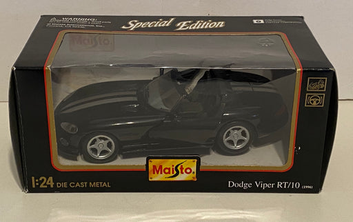 Maisto 1/24 Scale Diecast 1996 Dodge Viper RT/10 Black/Silver Stripes 31914   - TvMovieCards.com