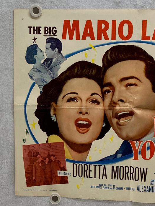 1952 Because You're Mine Original Half Sheet Movie Poster 22 x 28 Mario Lanza   - TvMovieCards.com