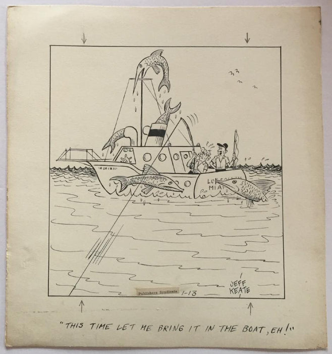 Jeff Keate Time Out Comic Strip Original Art  Fishing (Let me bring it in)   - TvMovieCards.com