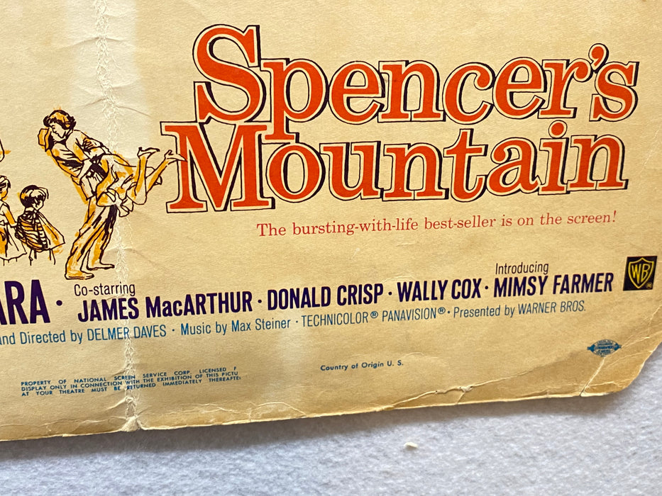 1963 Spencer's Mountain Window Card Movie Poster 14 x 16 Henry Fonda, O'Hara   - TvMovieCards.com
