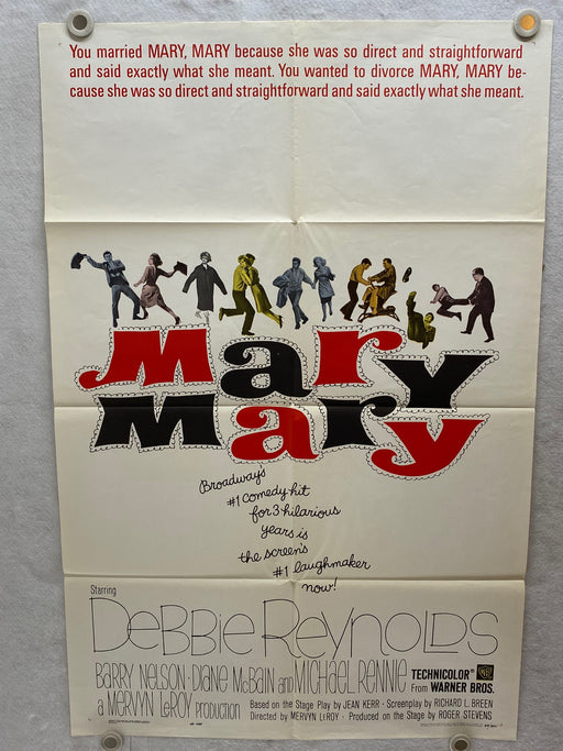 1963 Mary, Mary 1Sh Movie Poster 27 x 41  Debbie Reynolds, Barry Nelson, Diane M   - TvMovieCards.com