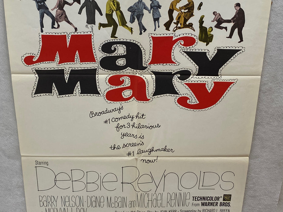 1963 Mary, Mary 1Sh Movie Poster 27 x 41  Debbie Reynolds, Barry Nelson, Diane M   - TvMovieCards.com