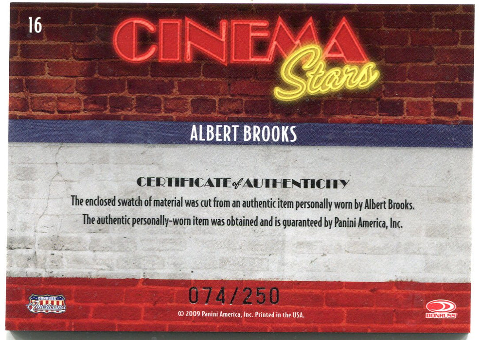 2009 Donruss Americana Cinema Stars Material Albert Brooks #16 Costume Card   - TvMovieCards.com