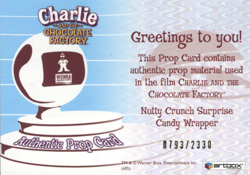Charlie & Chocolate Factory Golden Ticket Candy Wrapper Prop Card #0793/2330   - TvMovieCards.com