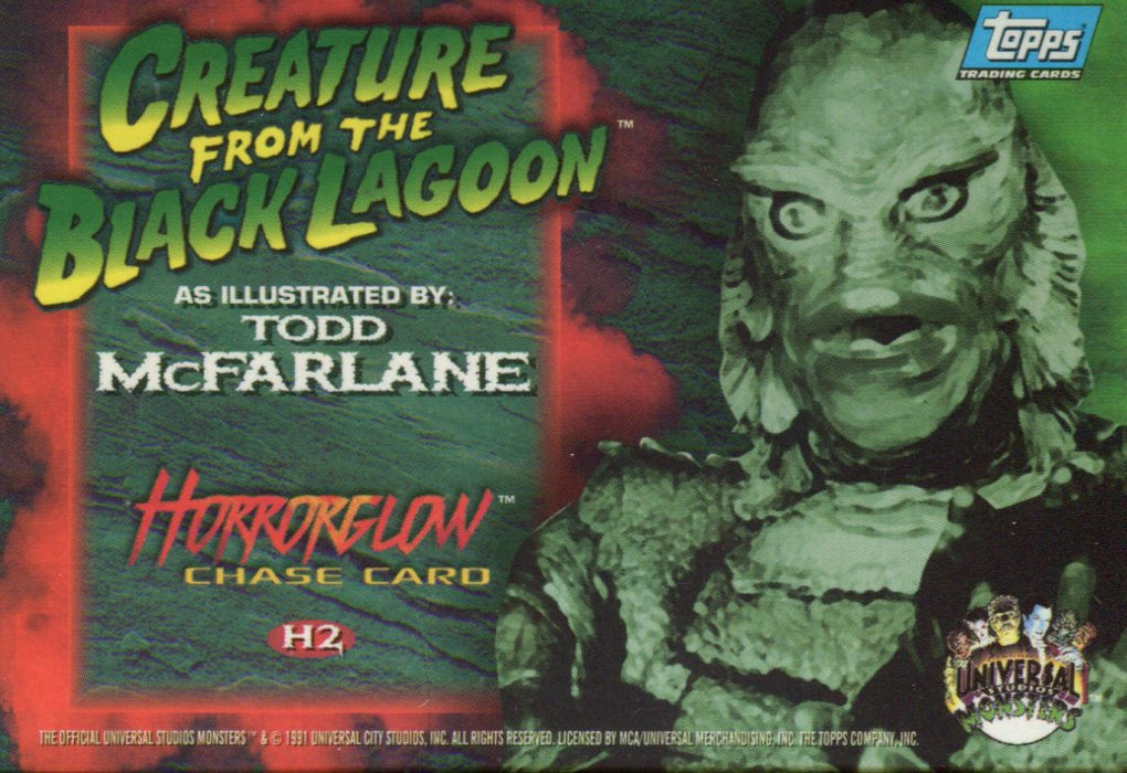 Universal Monsters Illustrated HorrorGlow Chase Card H2 Topps 1991   - TvMovieCards.com