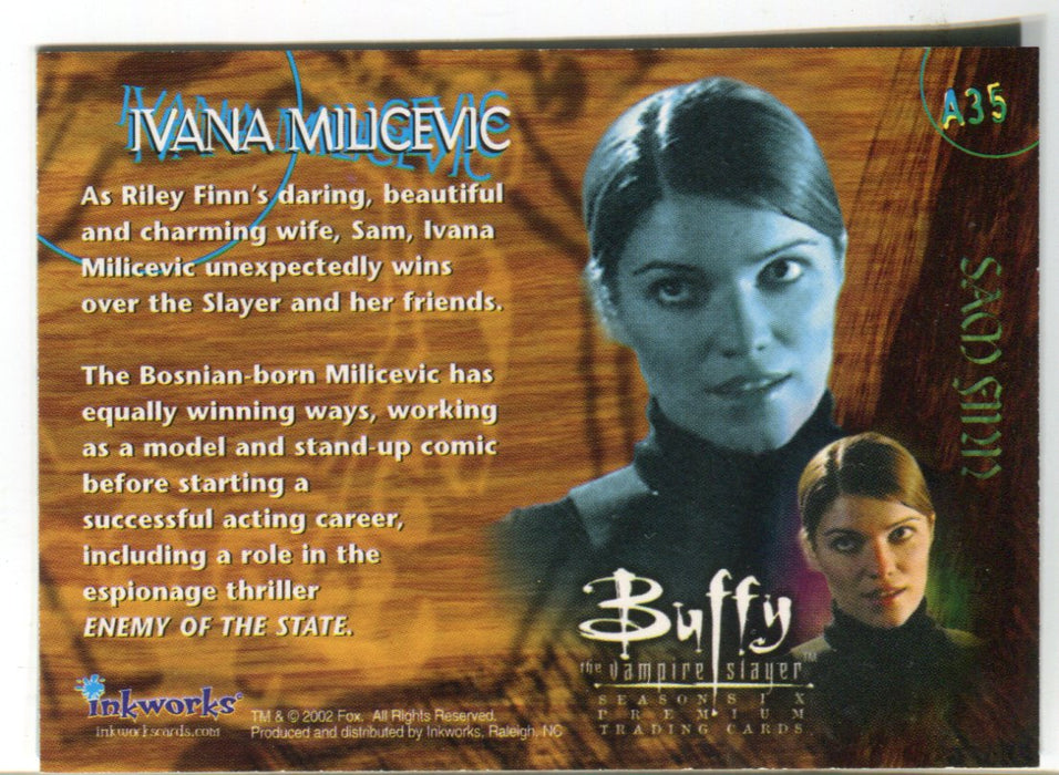 Buffy The Vampire Slayer Season 6 Ivana Miicevic as Sam Finn Autograph Card A35   - TvMovieCards.com